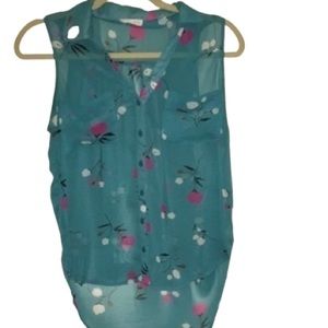 Lush Sheer Floral High Low Tank Top